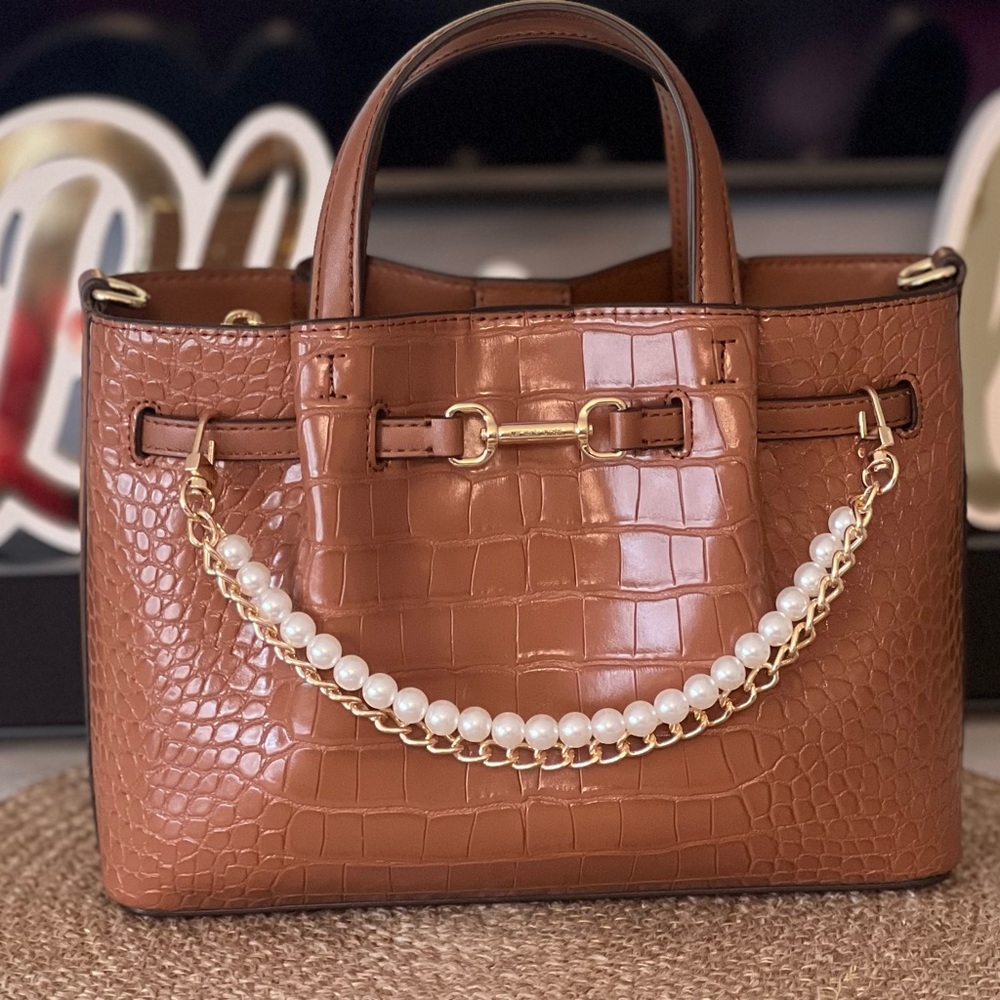 Michael Kors Tan Crocodile-Embossed Satchel